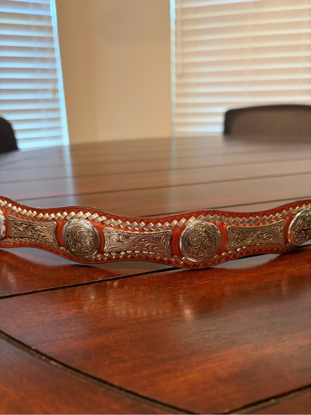 Tony Lama Men’s Western Brown Leather Belt with Silver Conchos Size 36 - Picture 2 of 7